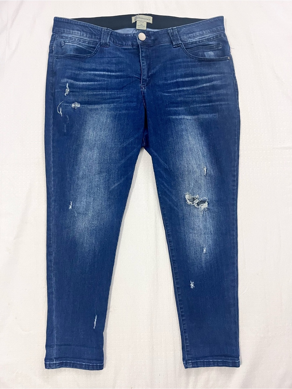 Democracy Dark Blue Distressed Ankle Jeans size 20W